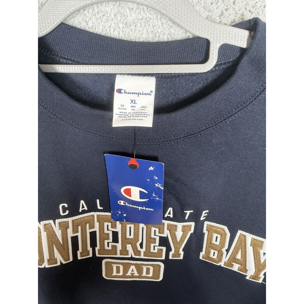 Champion Monterey Bay Dad Crewneck Sweatshirt Navy Embroidered Logo NWT Men's XL - Picture 2 of 5